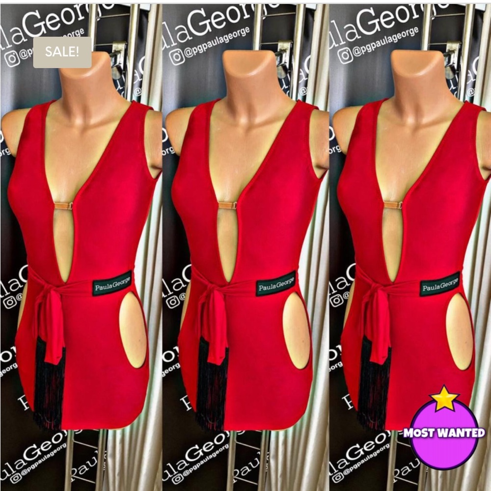 Competitive Latin/ rhythm red dance dress